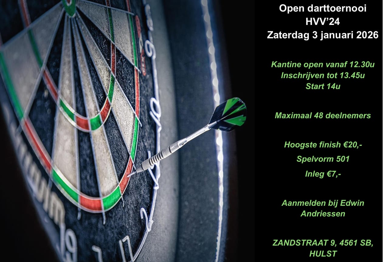 Open darttoernooi HVV'24 3 januari 2026