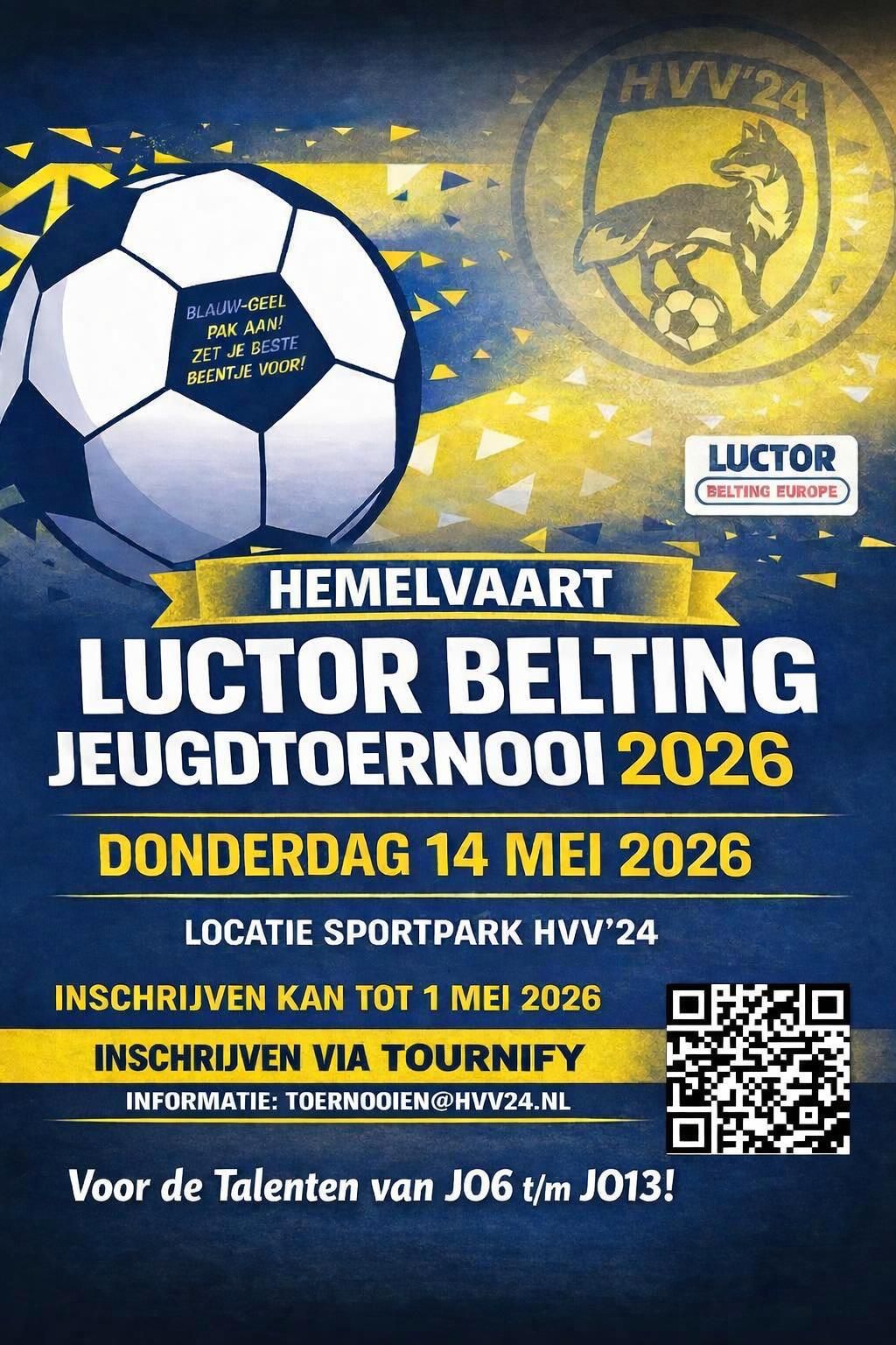 14 mei: LUCTOR BELTING Jeugdtoernooi 2026